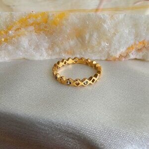 Gold Waterproof Tarnish Resistant Crystal Band